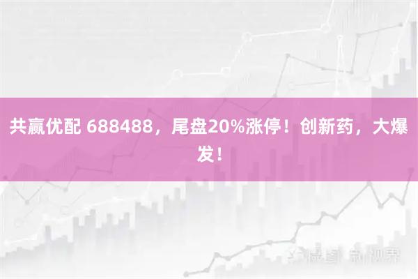 共赢优配 688488，尾盘20%涨停！创新药，大爆发！