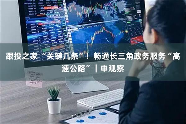 跟投之家 “关键几条”！畅通长三角政务服务“高速公路”｜申观察